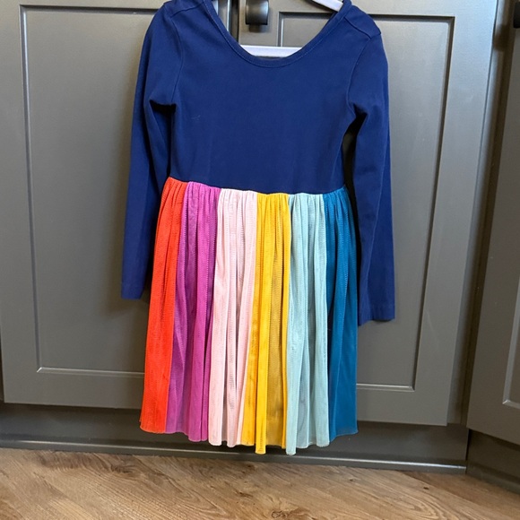 Hanna Andersson Other - Hanna Andersson Navy Long-Sleeve Dress with Rainbow Pleated Skirt
